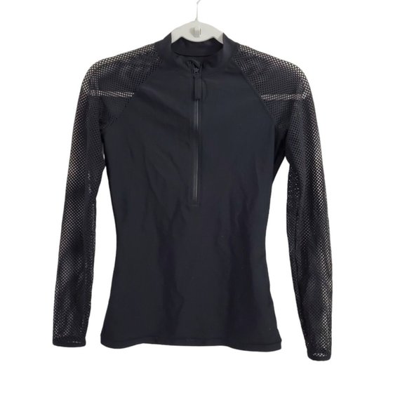J. Crew Other - J. Crew Rash Guard Small  Black Mesh Insert Long Sleeve  Swim Cover Up Stretch
